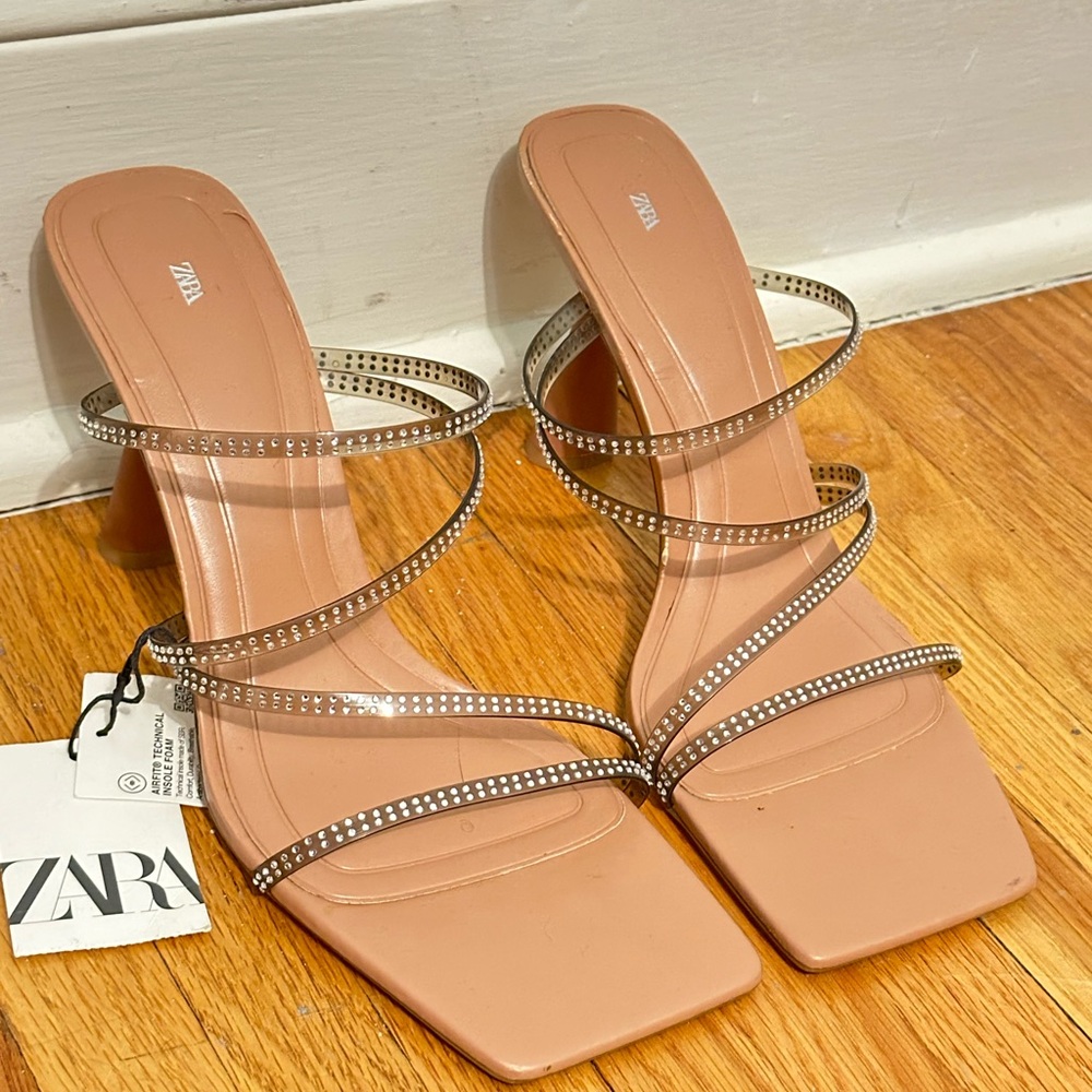 Zara slip on sandal heel